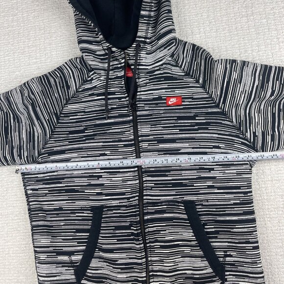 Nike Hoodie Mens M Black White AW77 FT Speed Stripe Full Zip 614488-010 - Picture 10 of 16